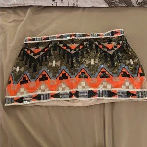 All saints spitalfields sequin mini aztec skirt